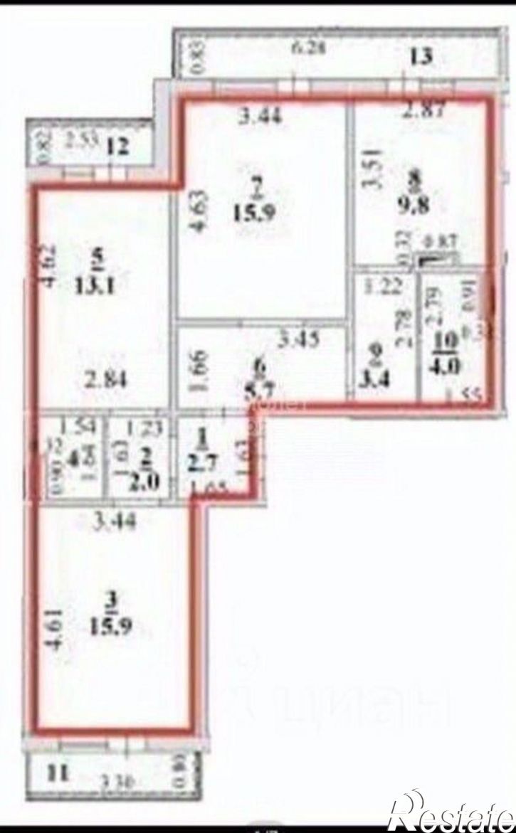 3-комн квартира ул Сергея Казьмина, 3,  д. 3