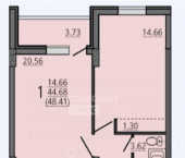 1-комн, 49кв м, этаж 25/25 ул Индустриальная, 164