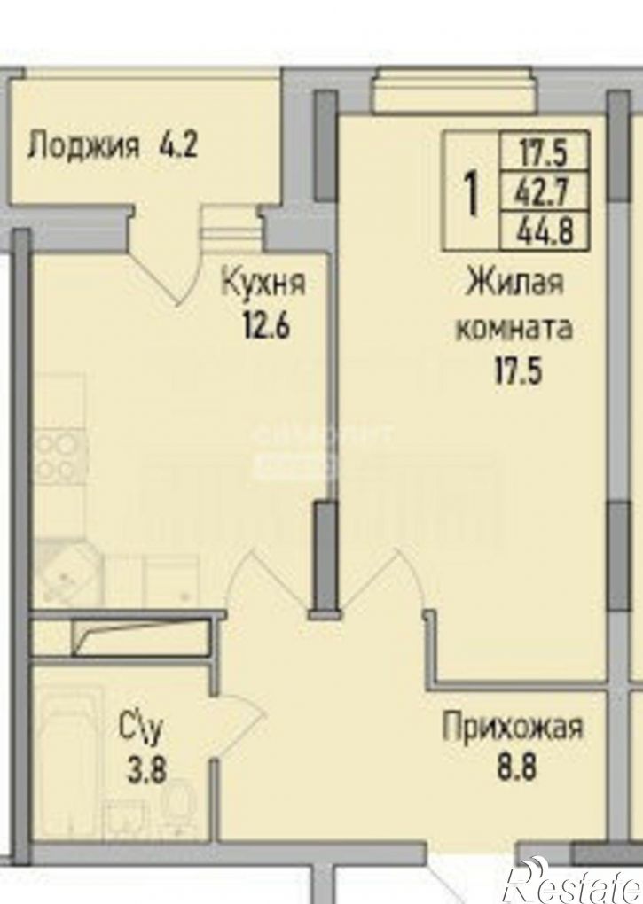 1-комн квартира в новом доме улица Тельмана