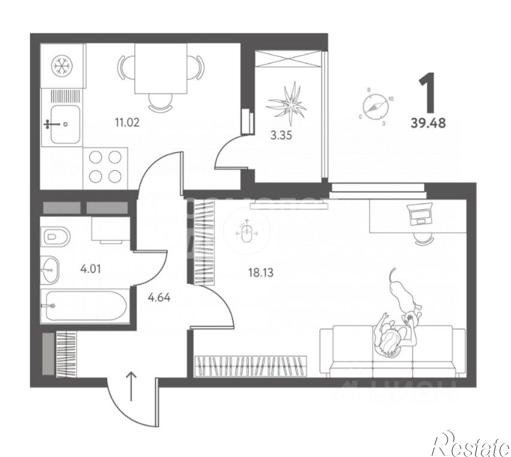 Купить квартиру за 4 461 240 рублей на ул Перова, 2ж