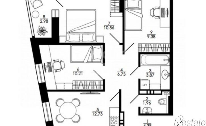 3-комн квартира в новом доме ул Индустриальная, 158,  д. 158