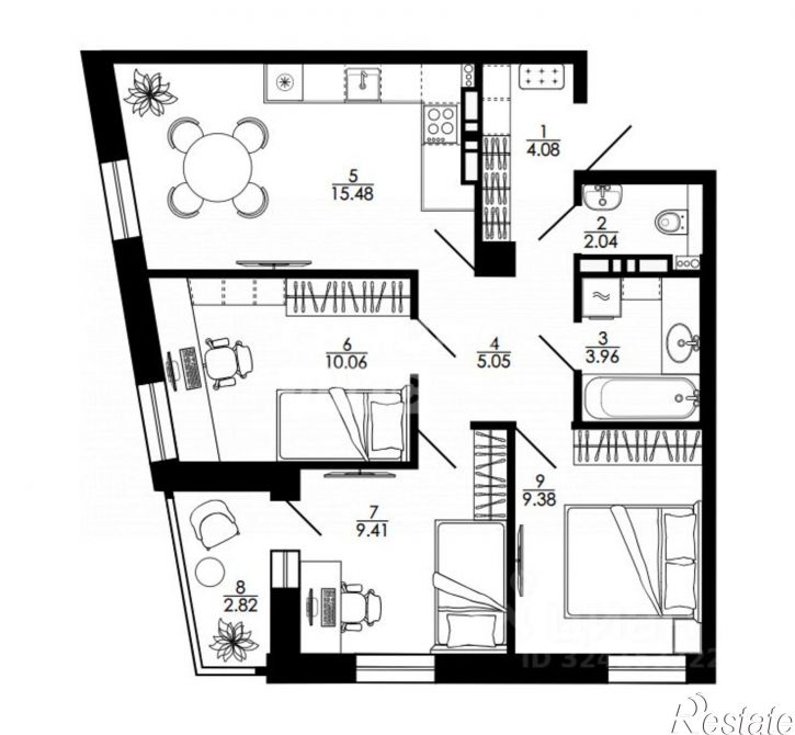 3-комн квартира в новом доме ул Буденного, 4,  д. 4
