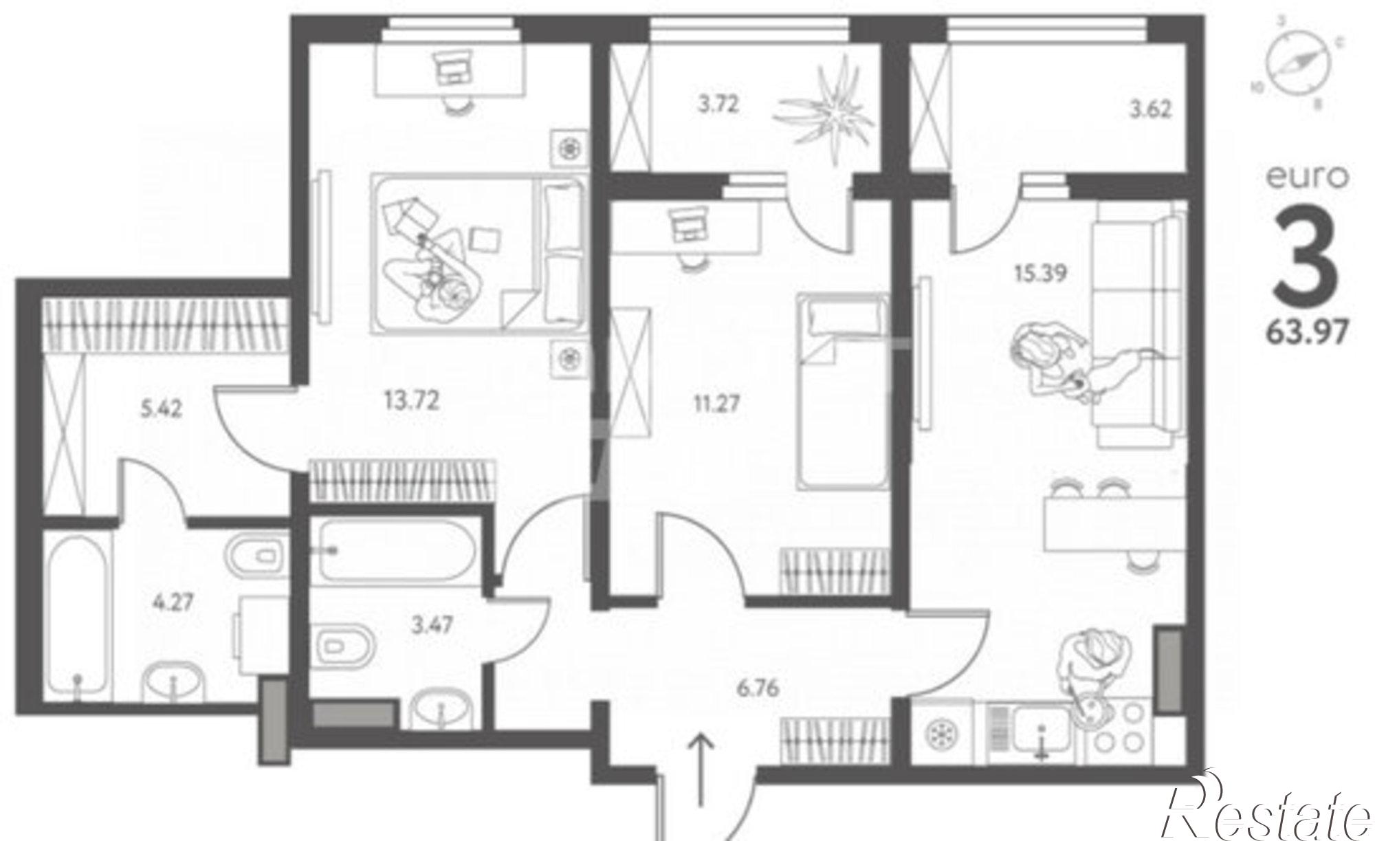 Купить квартиру за 6 365 020 рублей на ул Перова, 2ж