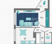 1-комн, 38 кв м, этаж 5/18 ул Минская, 4а