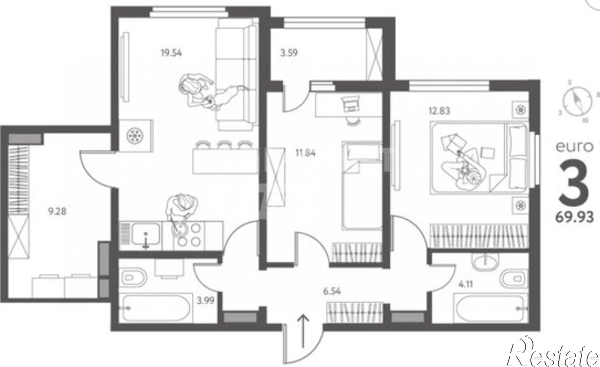 Купить квартиру за 6 853 140 рублей на улица Перова, 7