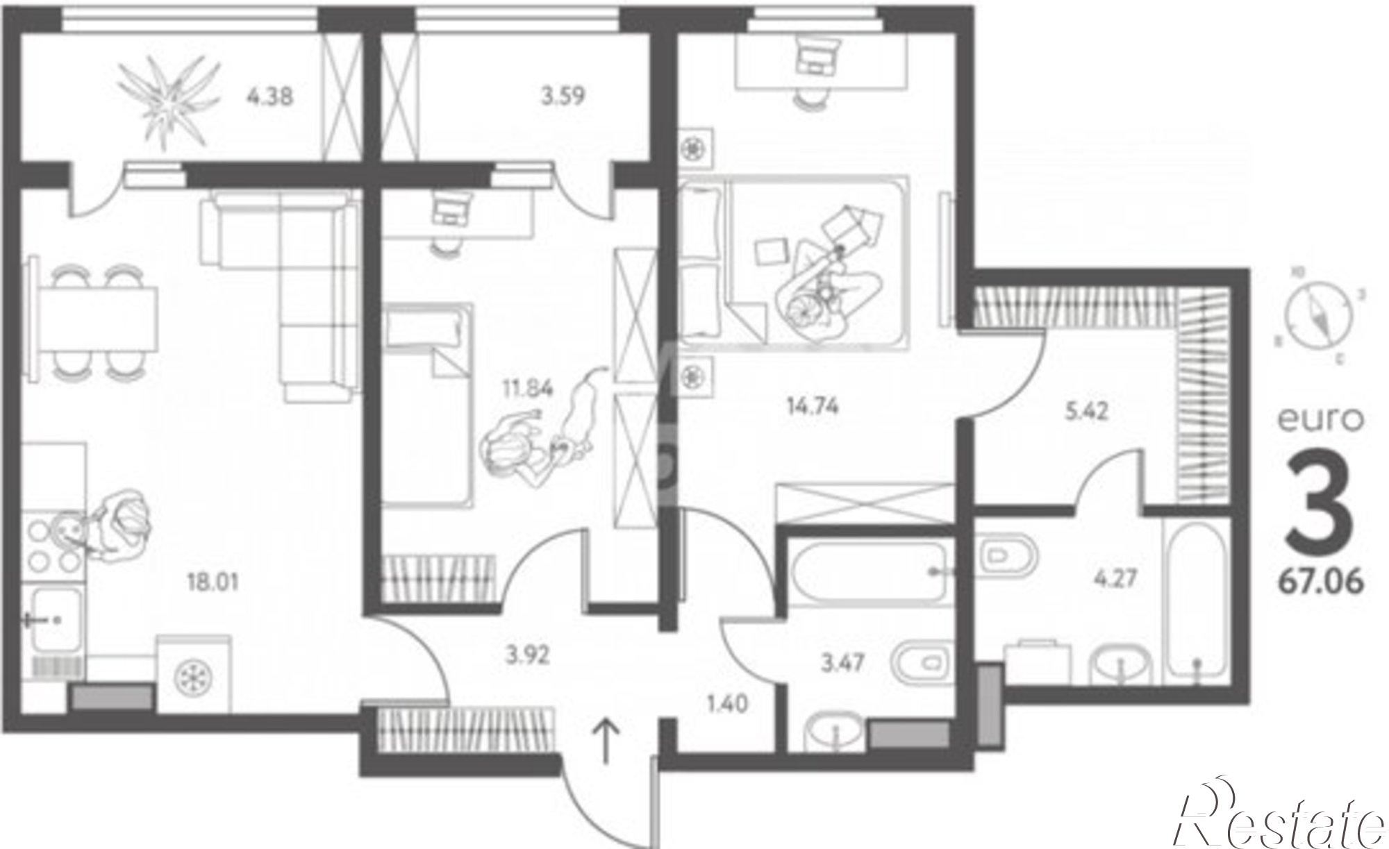 Купить квартиру за 6 035 400 рублей на улица Перова, 11