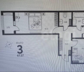 2-комн, 67 кв м, этаж 6/19 улица Перова, 11