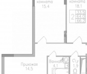 2-комн, 66 кв м, этаж 7/19 ул Тельмана, 164