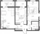 3-комн, 67 кв м, этаж 17/18 улица Перова, 11