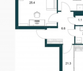 2-комн, 75 кв м, этаж 11/19 Минская улица, 6Б