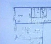 1-комн, 36кв м, этаж 5/17 ул Московская, 161