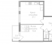 1-комн, 52 кв м, этаж 2/19 ул Тельмана, 164