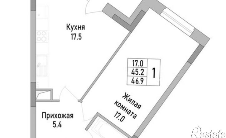 1-комн квартира в новом доме ЖК Поколение