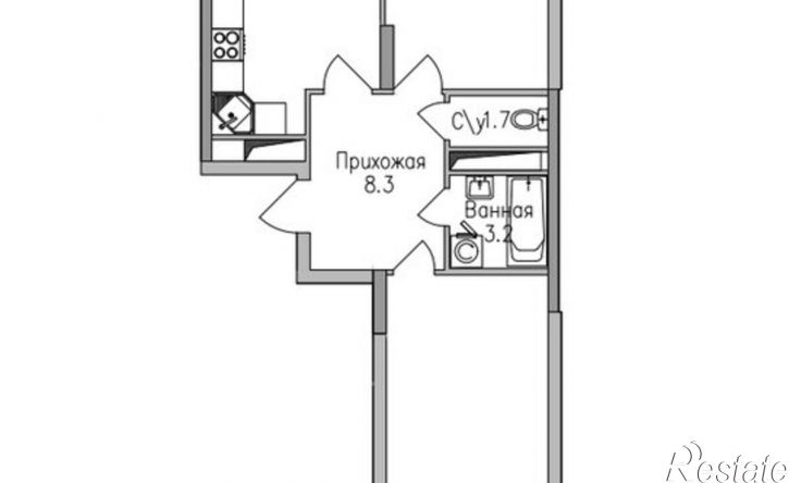 2-комн квартира в новом доме ЖК Поколение