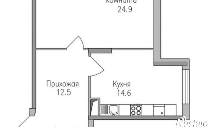1-комн квартира в новом доме ЖК Поколение