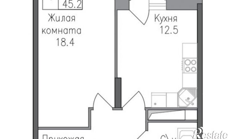 1-комн квартира в новом доме ЖК Поколение