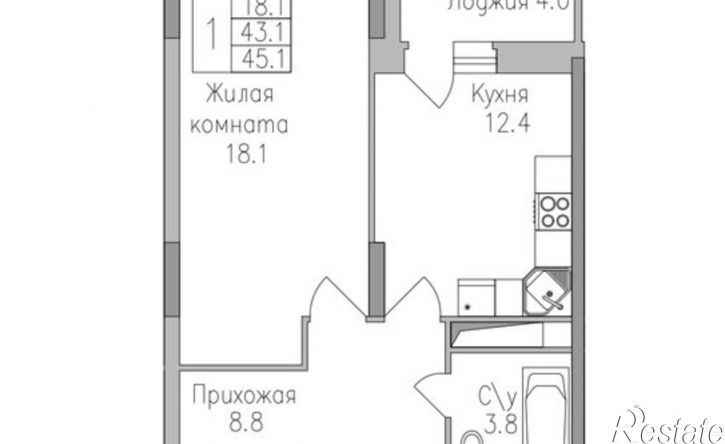 1-комн квартира в новом доме ЖК Поколение