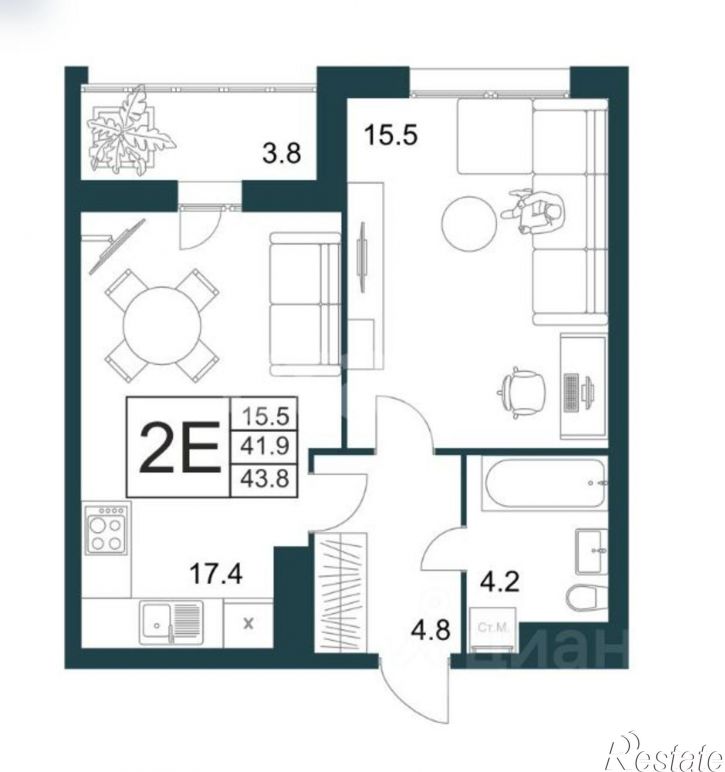 1-комн квартира Минская улица, 6А к2,  д. 6А к2