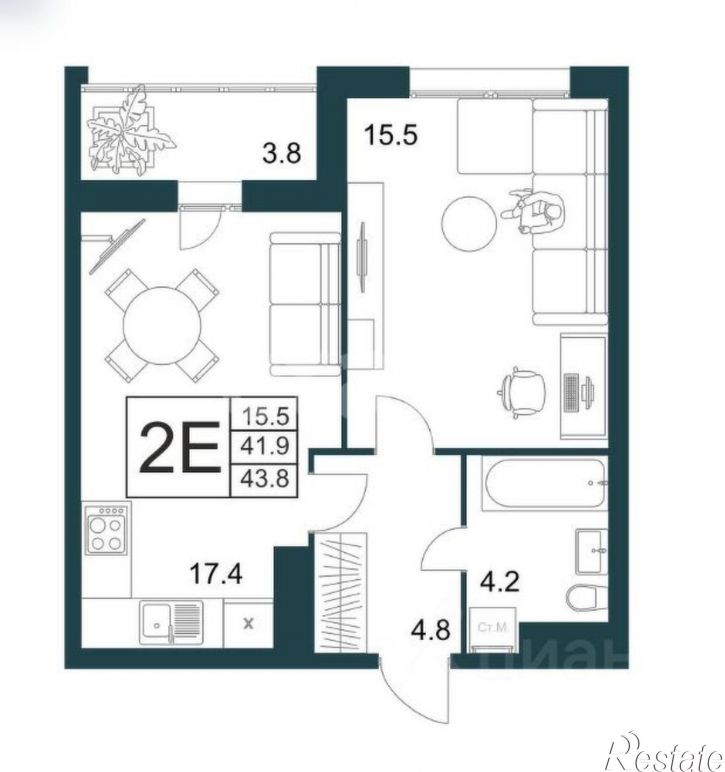 1-комн квартира Минская улица, 6А к2,  д. 6А к2