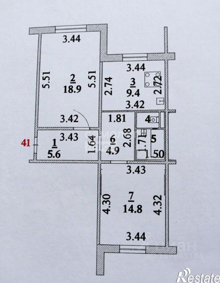 2-комн квартира улица Шерстобитова, 2,  д. 2