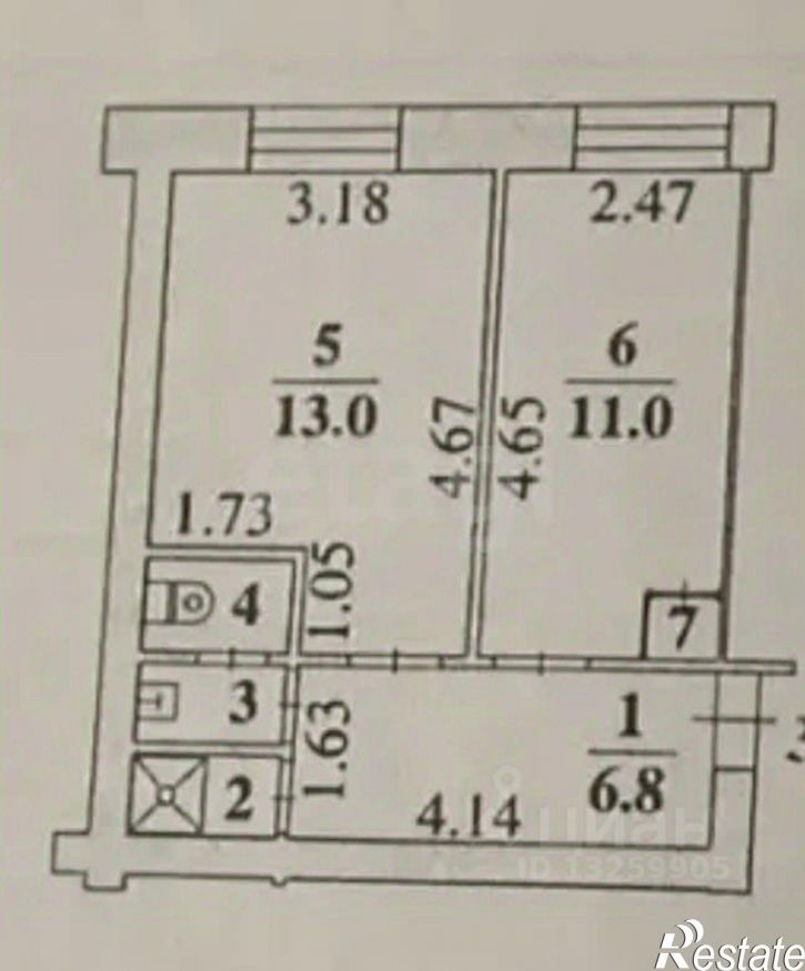 2-комн квартира Краснознамённая улица, 2Б,  д. 2Б