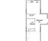 1-комн, 50 кв м, этаж 15/19 улица Тельмана, 116А
