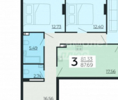 3-комн, 87кв м, этаж 16/24 улица Нестерова, 9