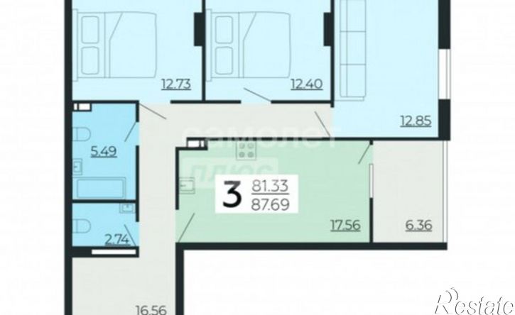3-комн квартира улица Нестерова, 9,  д. 9