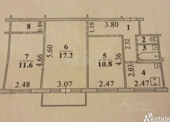 3-комн квартира ул Московская, 7,  д. 7