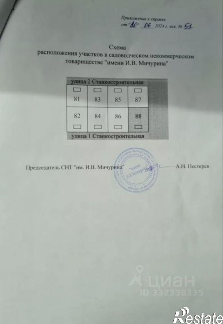 Земельный участок СНТ имени Мичурина