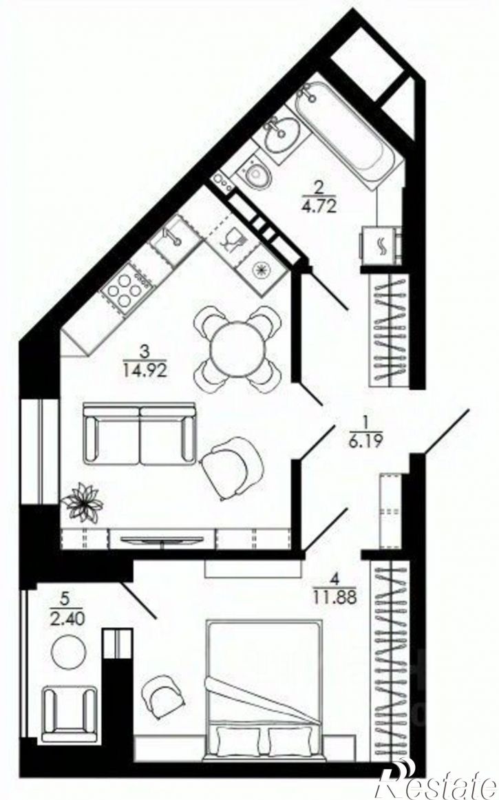 1-комн квартира ул Замятина Е.И., 3,  д. 3