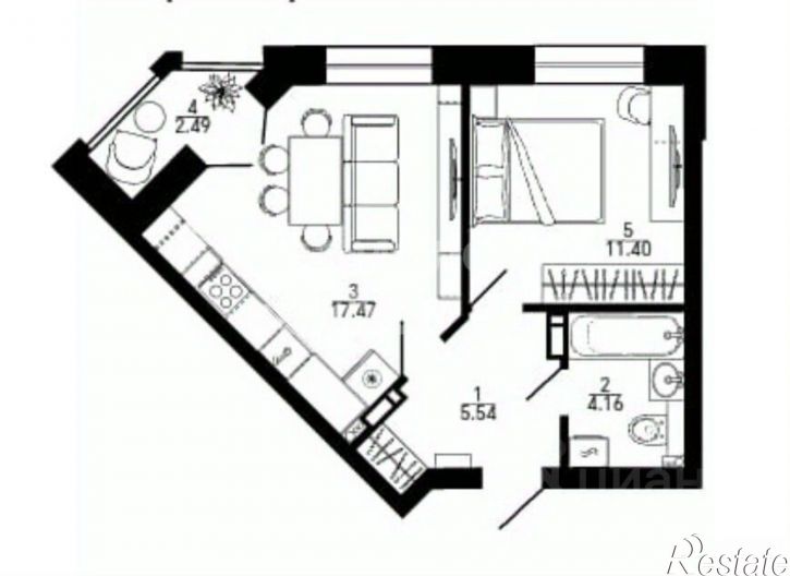 1-комн квартира ул Замятина Е.И., 4,  д. 4