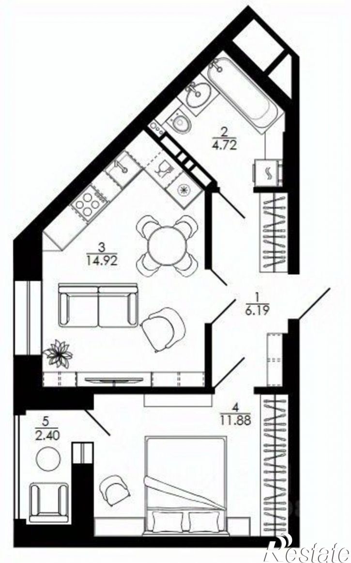 1-комн квартира ул Замятина Е.И., 3,  д. 3