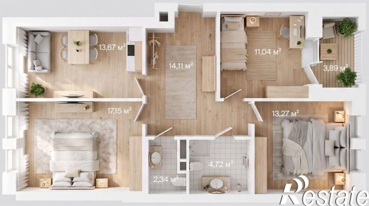 3-комн квартира в новом доме улица Железнякова, 8А,  д. 8А